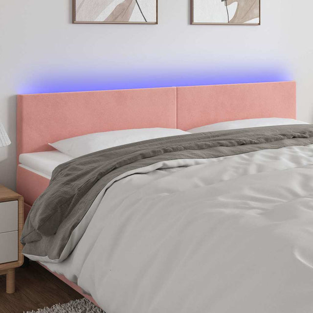 Vidaxl hoofdbord led 200x5x78 88 cm fluweel roze