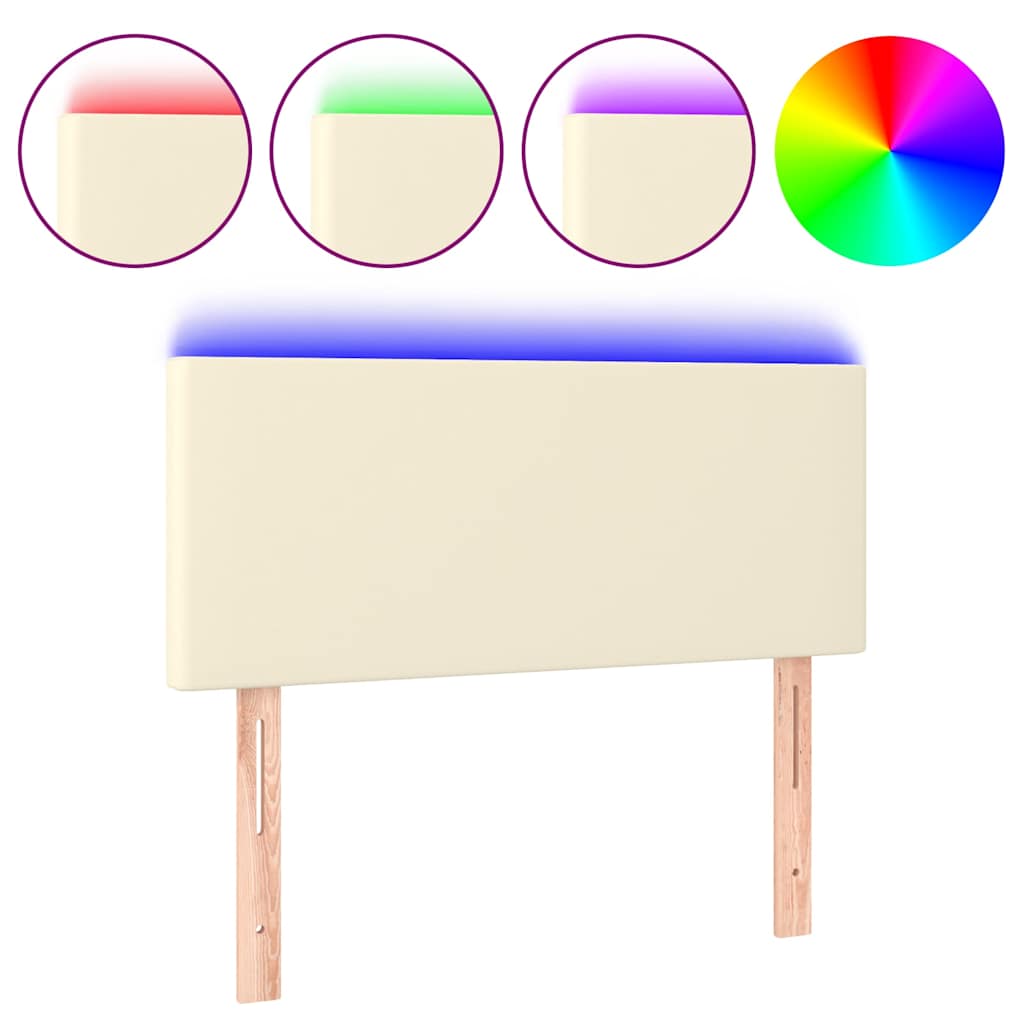 Vidaxl hoofdbord led 80x5x78 88 cm kunstleer crèmekleurig