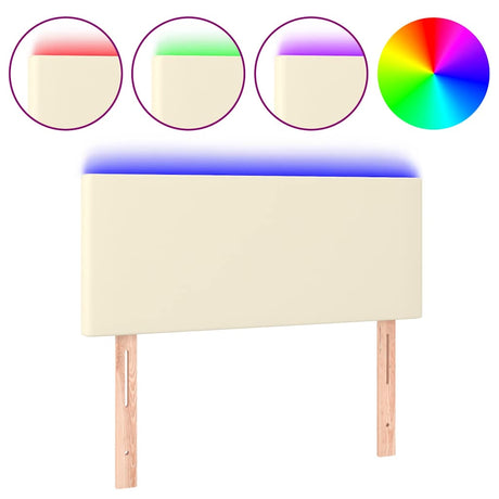 Vidaxl hoofdbord led 80x5x78 88 cm kunstleer crèmekleurig