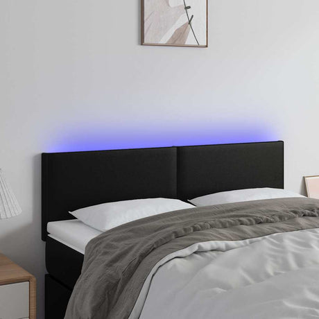 Vidaxl hoofdbord led 144x5x78 88 cm kunstleer zwart