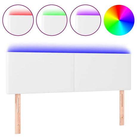 Vidaxl hoofdbord led 144x5x78 88 cm kunstleer wit