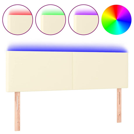 Vidaxl hoofdbord led 144x5x78 88 cm kunstleer crèmekleurig