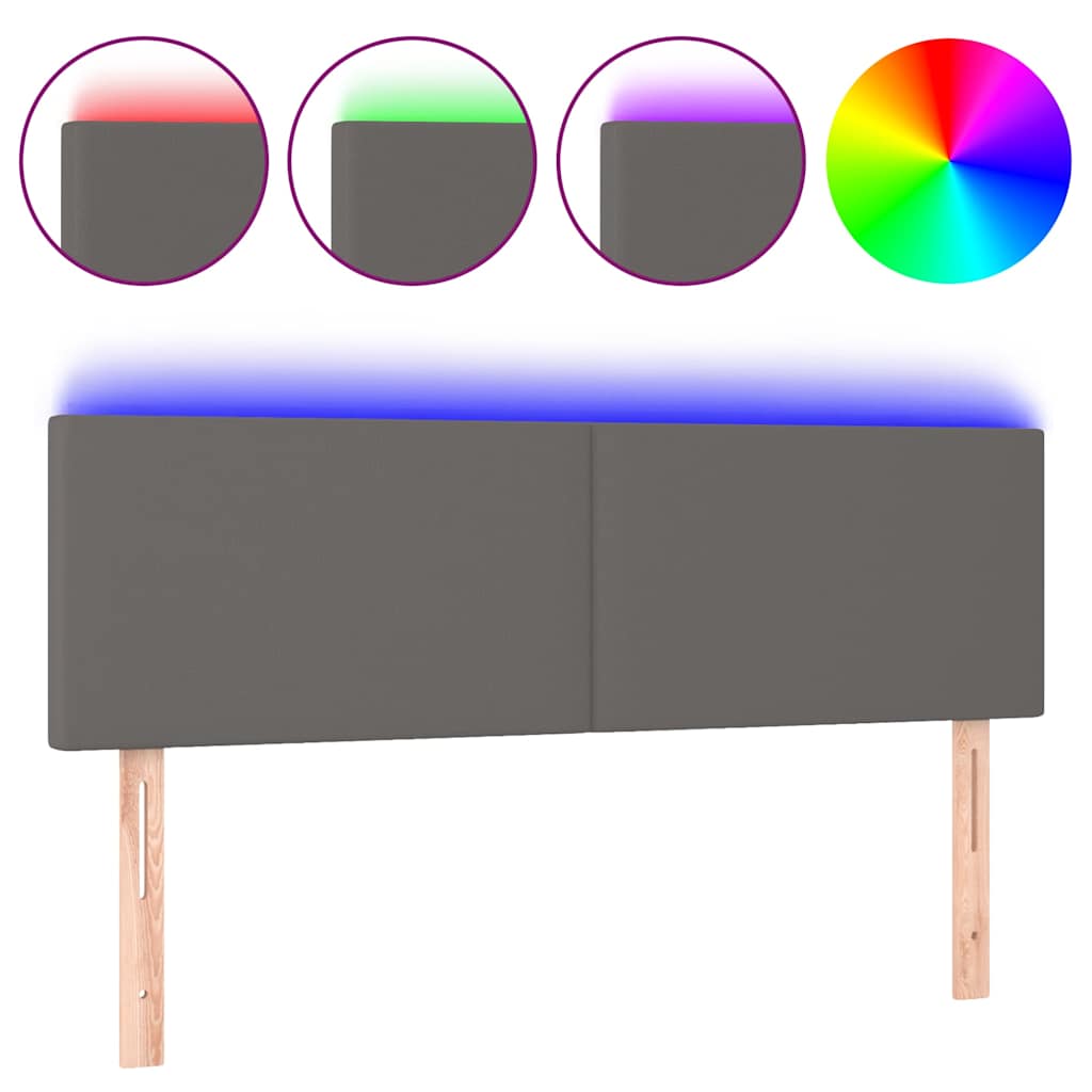 Vidaxl hoofdbord led 144x5x78 88 cm kunstleer grijs