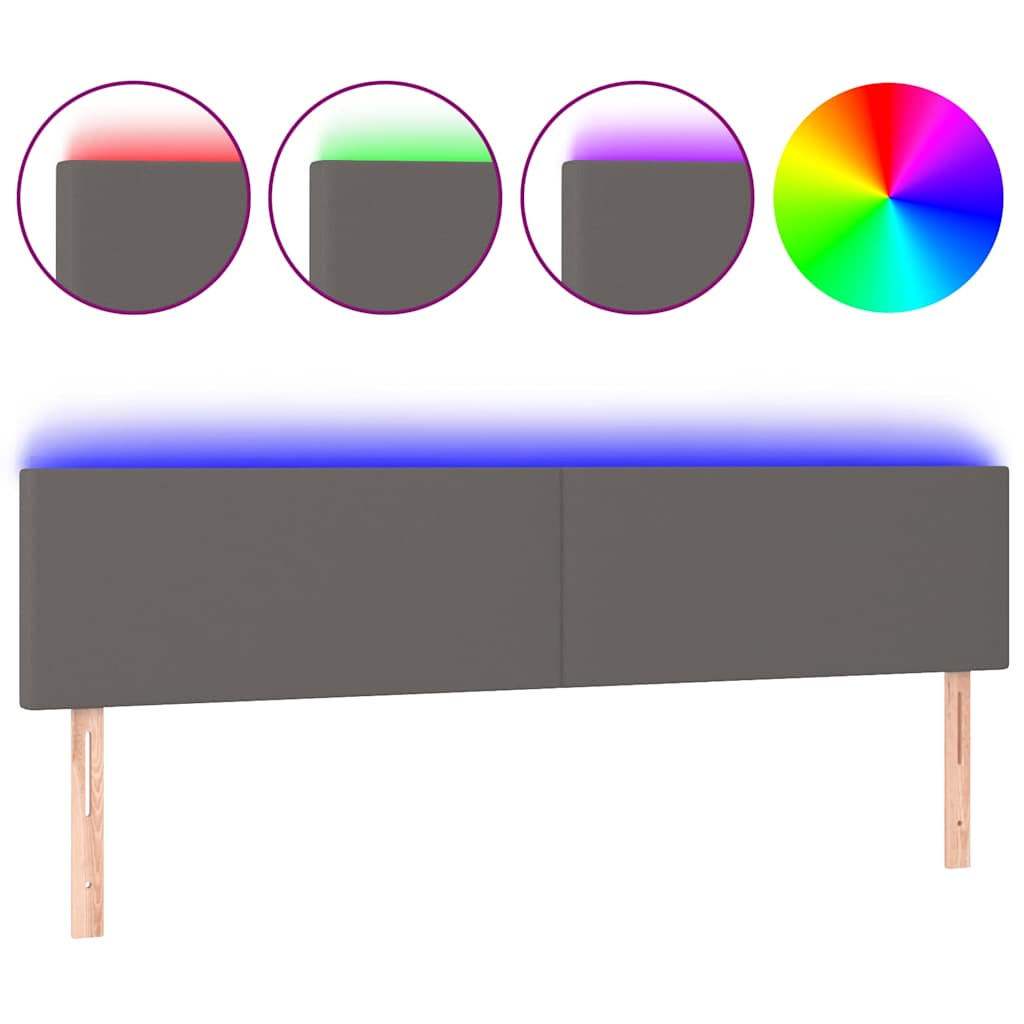 Vidaxl hoofdbord led 180x5x78 88 cm kunstleer grijs