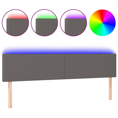 Vidaxl hoofdbord led 180x5x78 88 cm kunstleer grijs