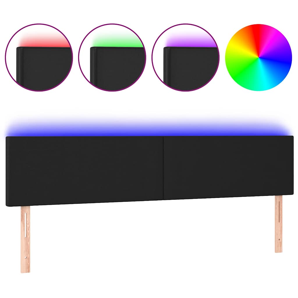 Vidaxl hoofdbord led 200x5x78 88 cm kunstleer zwart