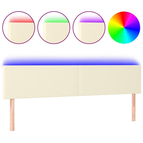 Vidaxl hoofdbord led 200x5x78 88 cm kunstleer crèmekleurig