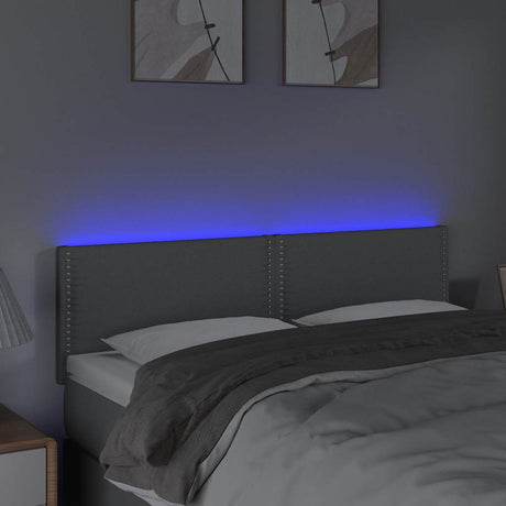 Vidaxl hoofdbord led 144x5x78 88 cm stof lichtgrijs