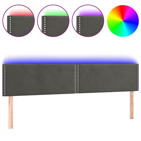 Vidaxl hoofdbord led 160x5x78 88 cm fluweel donkergrijs