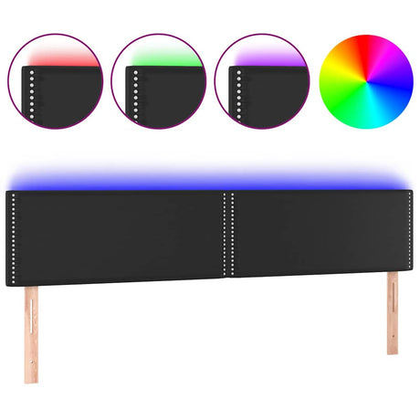 Vidaxl hoofdbord led 200x5x78 88 cm kunstleer zwart