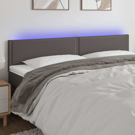Vidaxl hoofdbord led 200x5x78 88 cm kunstleer grijs