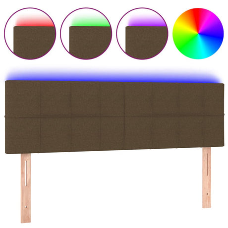 Vidaxl hoofdbord led 144x5x78 88 cm stof donkerbruin