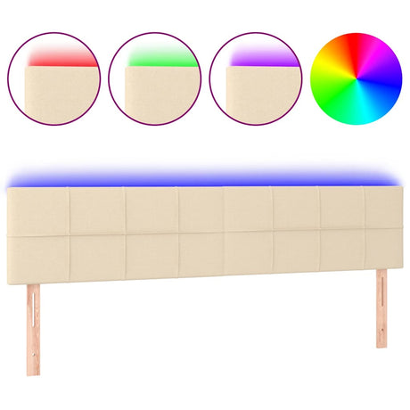 Vidaxl hoofdbord led 180x5x78 88 cm stof crèmekleurig