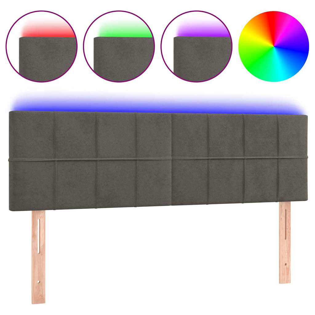 Vidaxl hoofdbord led 144x5x78 88 cm fluweel donkergrijs
