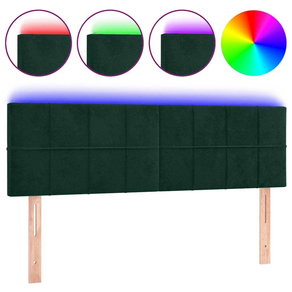 Vidaxl hoofdbord led 144x5x78 88 cm fluweel donkergroen