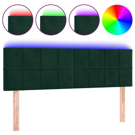 Vidaxl hoofdbord led 144x5x78 88 cm fluweel donkergroen