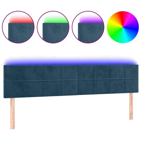 Vidaxl hoofdbord led 180x5x78 88 cm fluweel donkerblauw