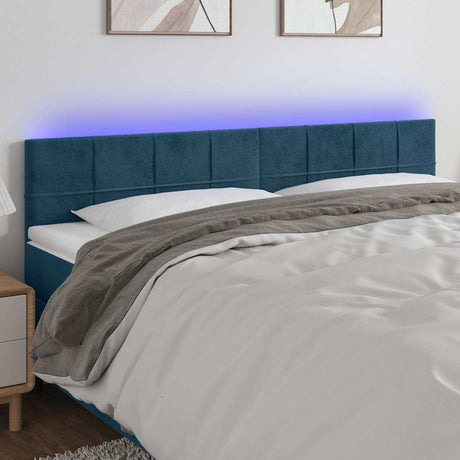 Vidaxl hoofdbord led 180x5x78 88 cm fluweel donkerblauw