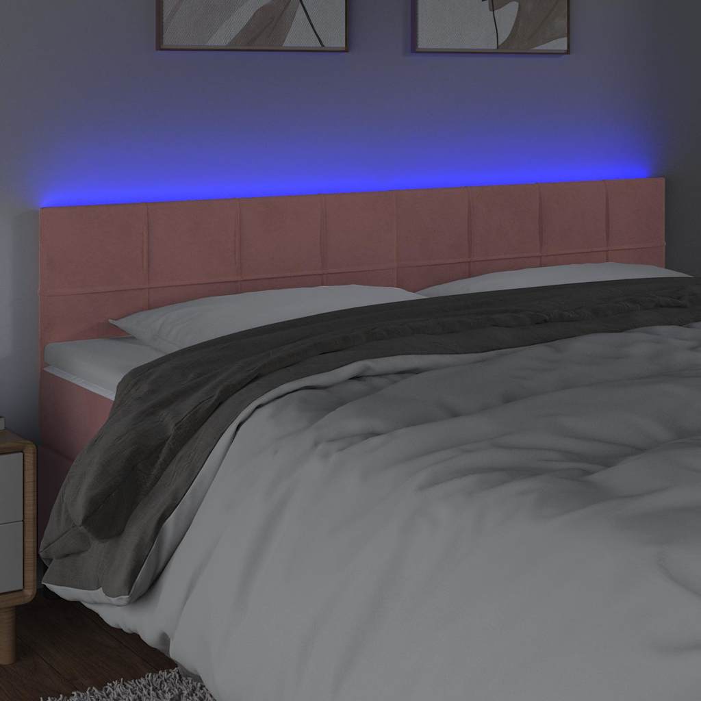 Vidaxl hoofdbord led 180x5x78 88 cm fluweel roze