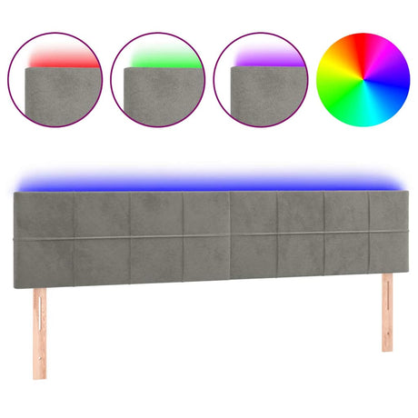 Vidaxl hoofdbord led 200x5x78 88 cm fluweel lichtgrijs