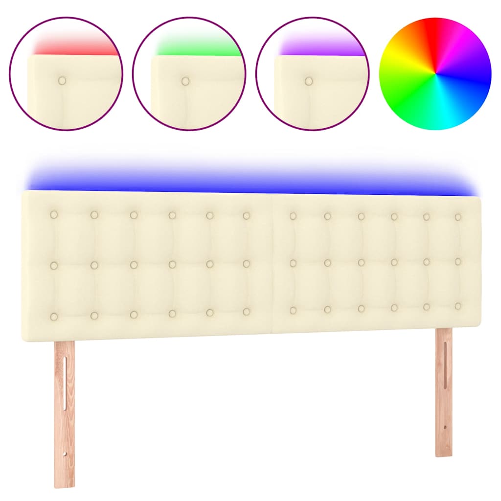 Vidaxl hoofdbord led 144x5x78 88 cm kunstleer crèmekleurig