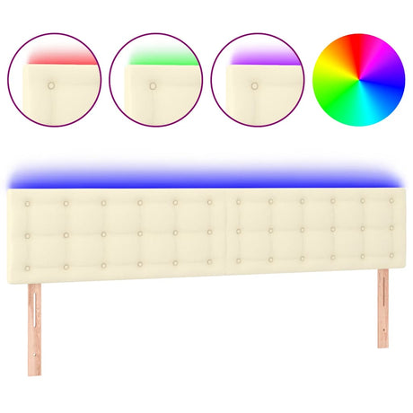 Vidaxl hoofdbord led 180x5x78 88 cm kunstleer crèmekleurig