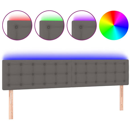 Vidaxl hoofdbord led 180x5x78 88 cm kunstleer grijs