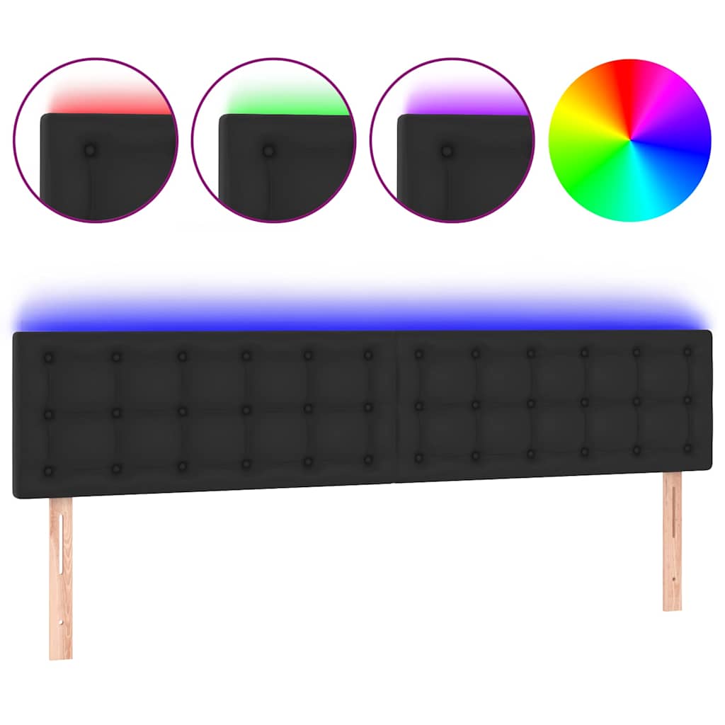 Vidaxl hoofdbord led 200x5x78 88 cm kunstleer zwart