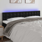 Vidaxl hoofdbord led 200x5x78 88 cm kunstleer zwart