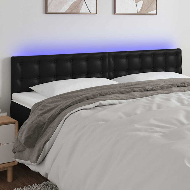 Vidaxl hoofdbord led 200x5x78 88 cm kunstleer zwart