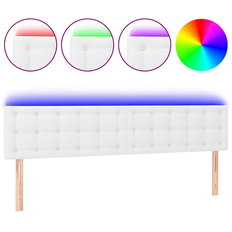 Vidaxl hoofdbord led 200x5x78 88 cm kunstleer wit