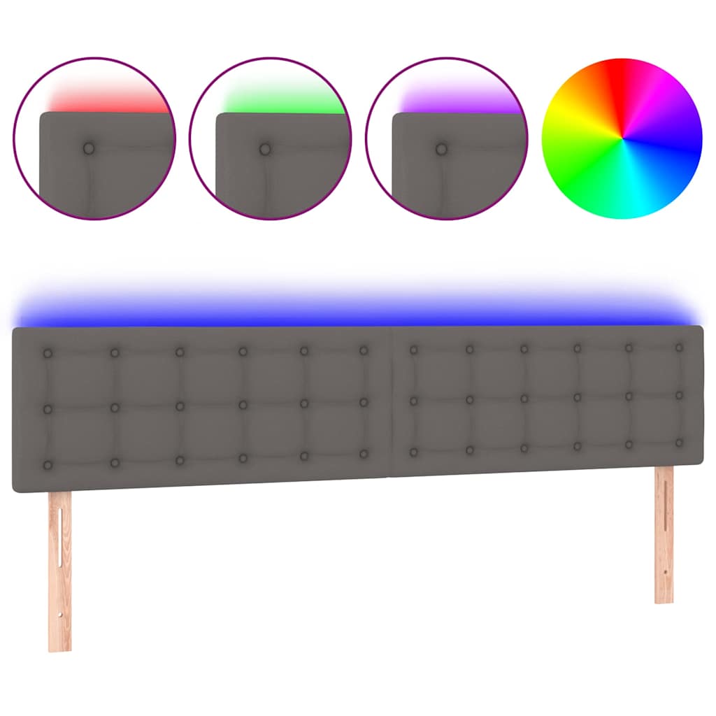 Vidaxl hoofdbord led 200x5x78 88 cm kunstleer grijs