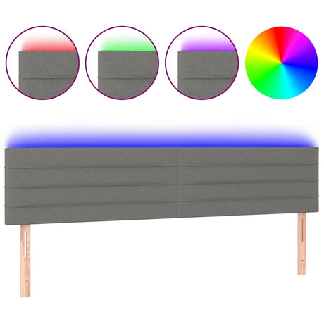 Vidaxl hoofdbord led 200x5x78 88 cm stof donkergrijs