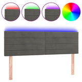 Vidaxl hoofdbord led 144x5x78 88 cm fluweel donkergrijs