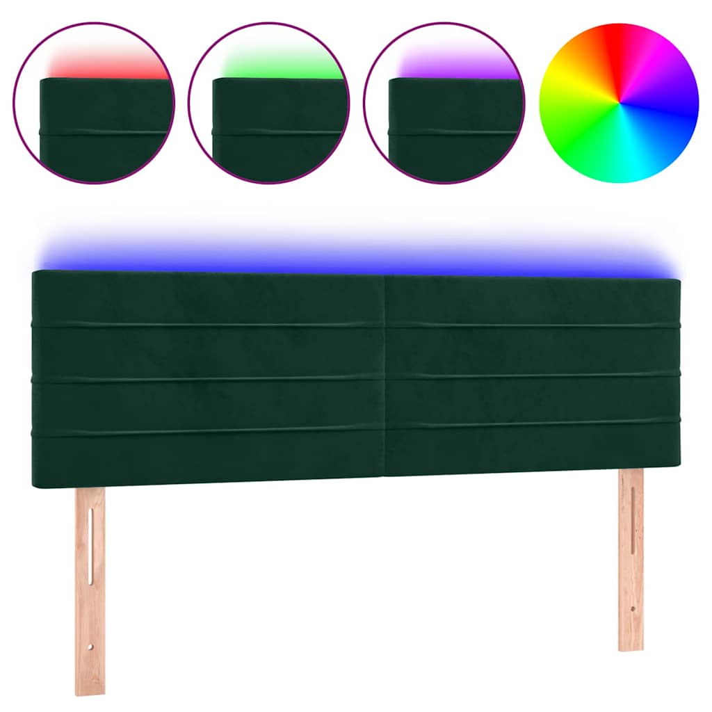 Vidaxl hoofdbord led 144x5x78 88 cm fluweel donkergroen