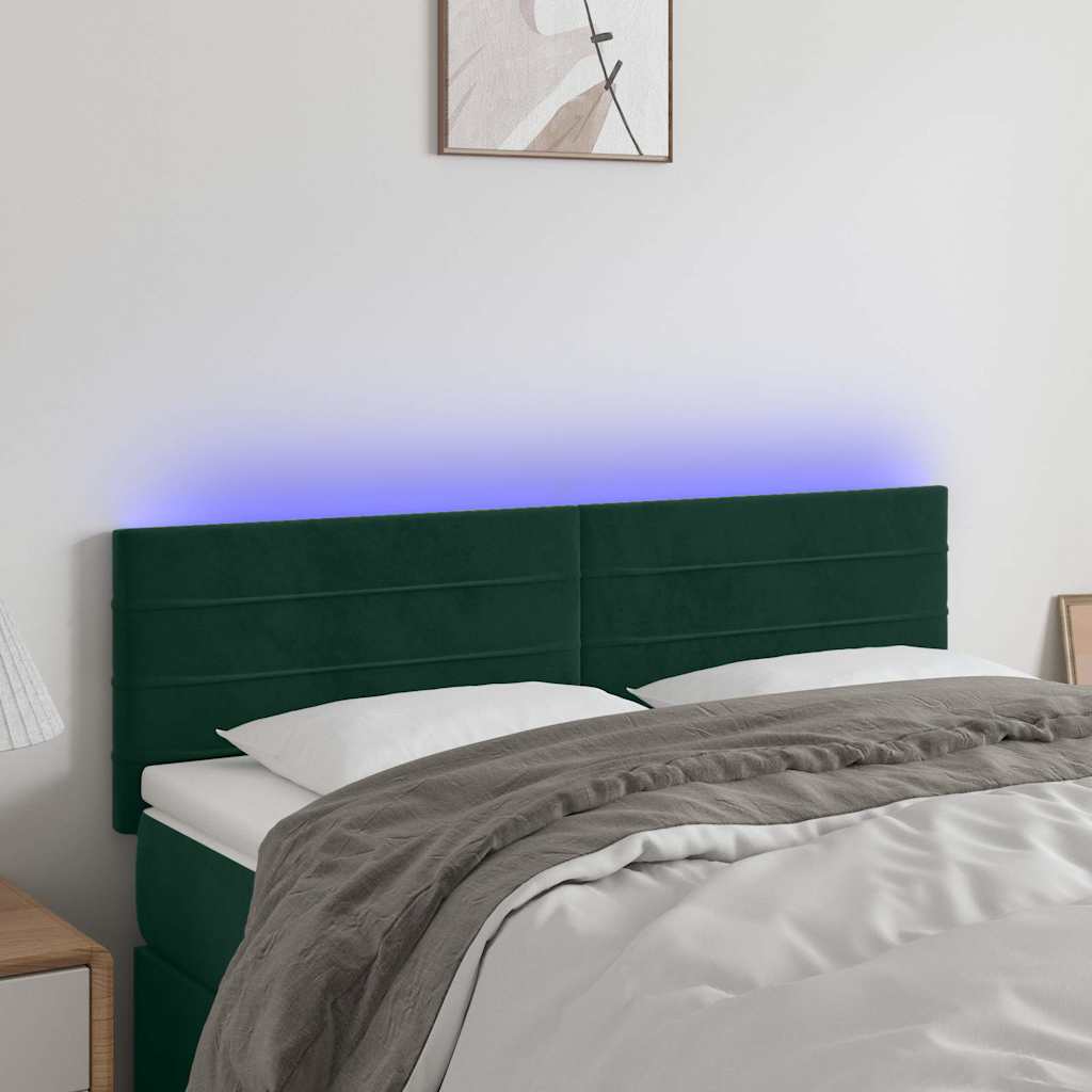 Vidaxl hoofdbord led 144x5x78 88 cm fluweel donkergroen