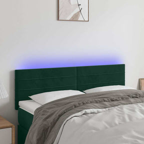 Vidaxl hoofdbord led 144x5x78 88 cm fluweel donkergroen