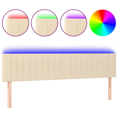 Vidaxl hoofdbord led 160x5x78 88 cm stof crèmekleurig