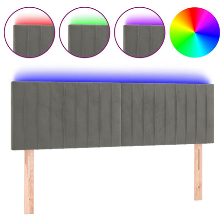Vidaxl hoofdbord led 144x5x78 88 cm fluweel lichtgrijs