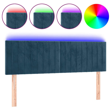 Vidaxl hoofdbord led 144x5x78 88 cm fluweel donkerblauw