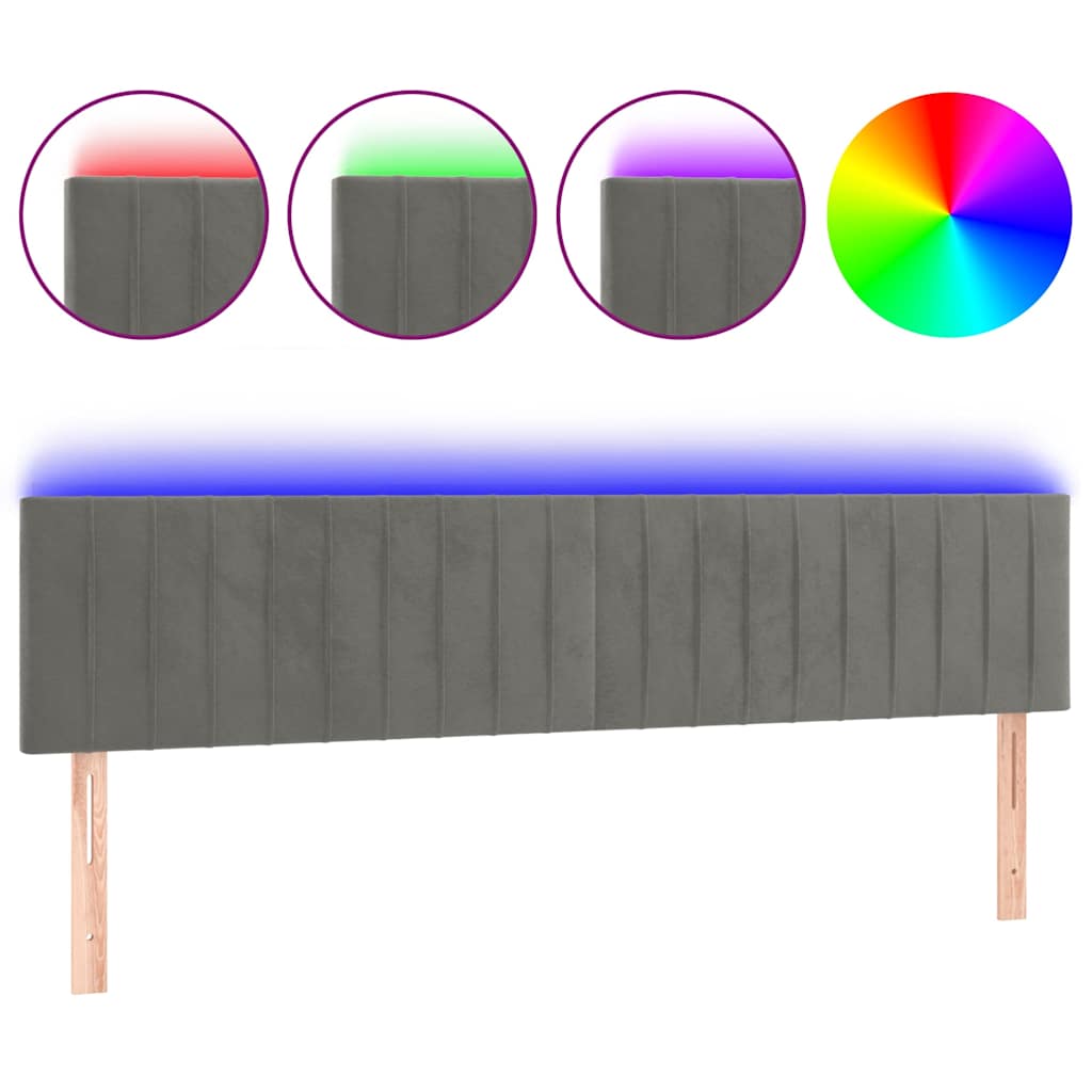 Vidaxl hoofdbord led 180x5x78 88 cm fluweel lichtgrijs