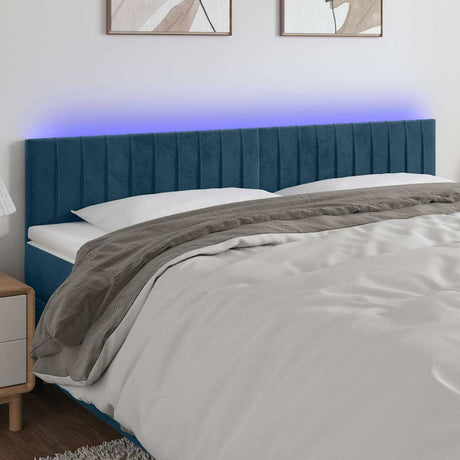 Vidaxl hoofdbord led 180x5x78 88 cm fluweel donkerblauw