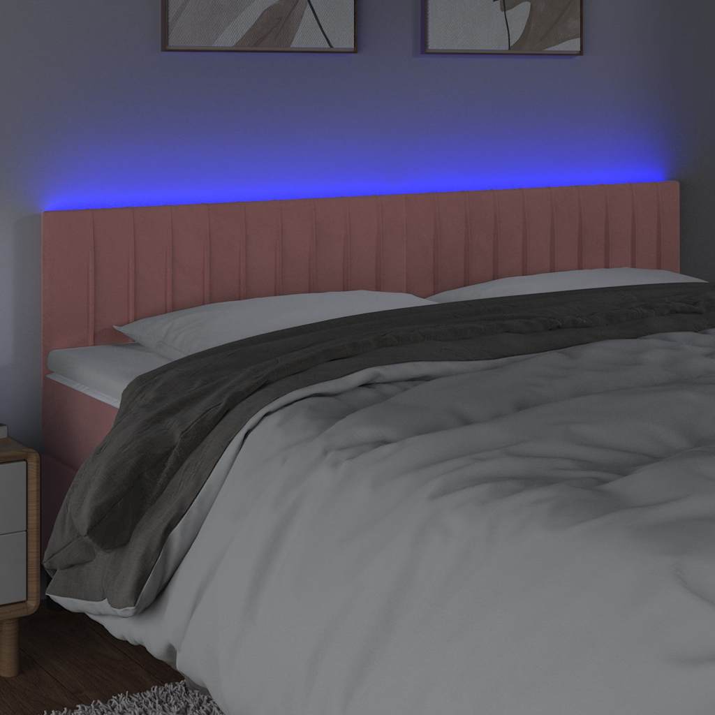 Vidaxl hoofdbord led 200x5x78 88 cm fluweel roze