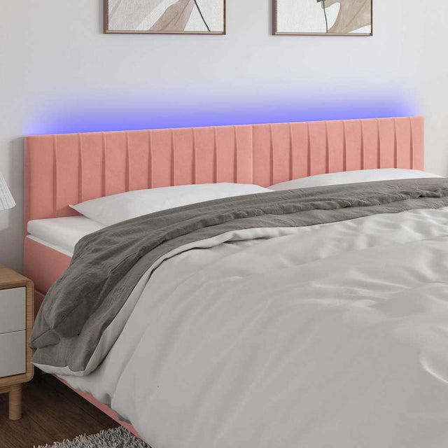 Vidaxl hoofdbord led 200x5x78 88 cm fluweel roze