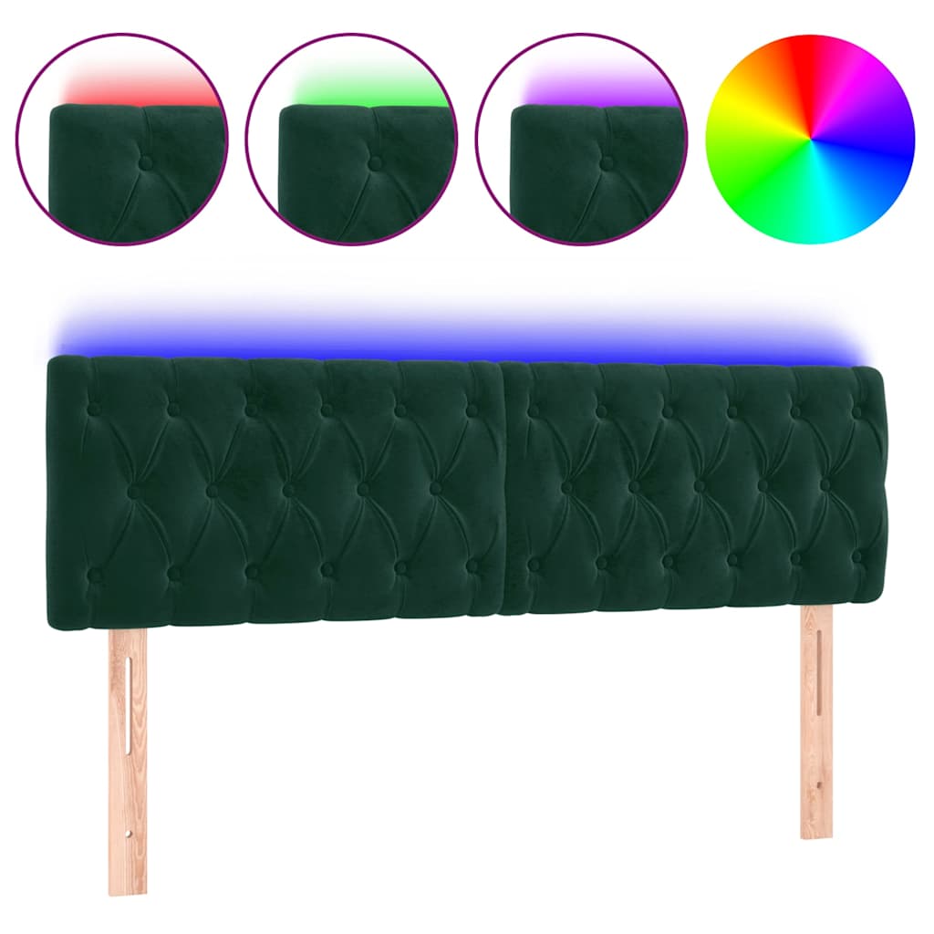 Vidaxl hoofdbord led 144x7x78 88 cm fluweel donkergroen