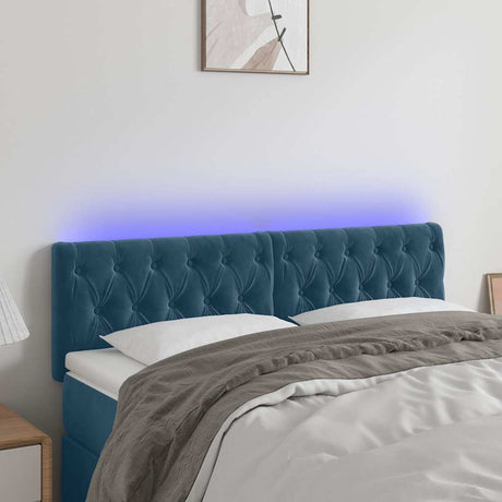 Vidaxl hoofdbord led 144x7x78 88 cm fluweel donkerblauw