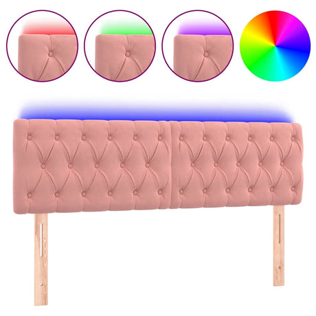 Vidaxl hoofdbord led 144x7x78 88 cm fluweel roze