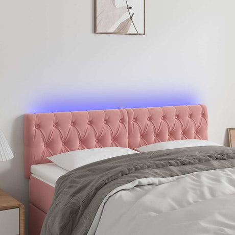 Vidaxl hoofdbord led 144x7x78 88 cm fluweel roze
