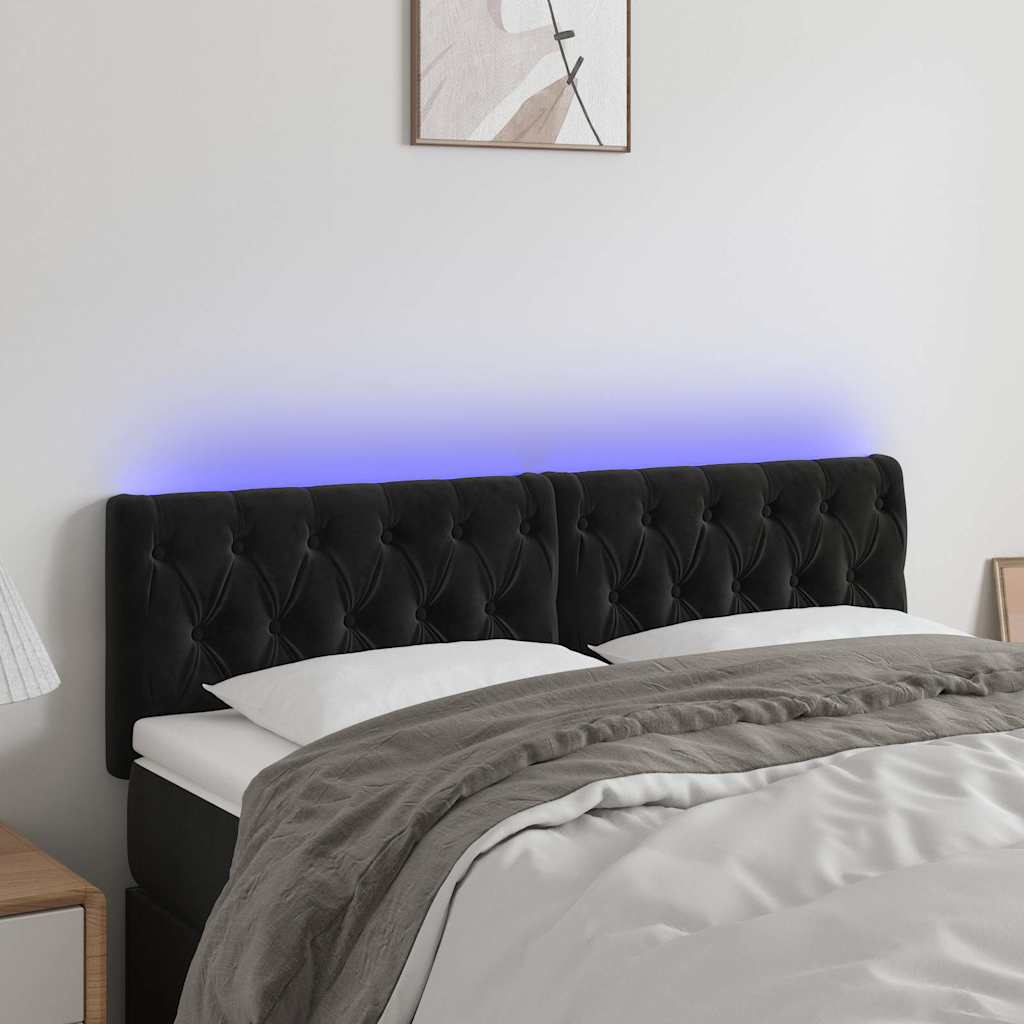 Vidaxl hoofdbord led 160x7x78 88 cm fluweel zwart