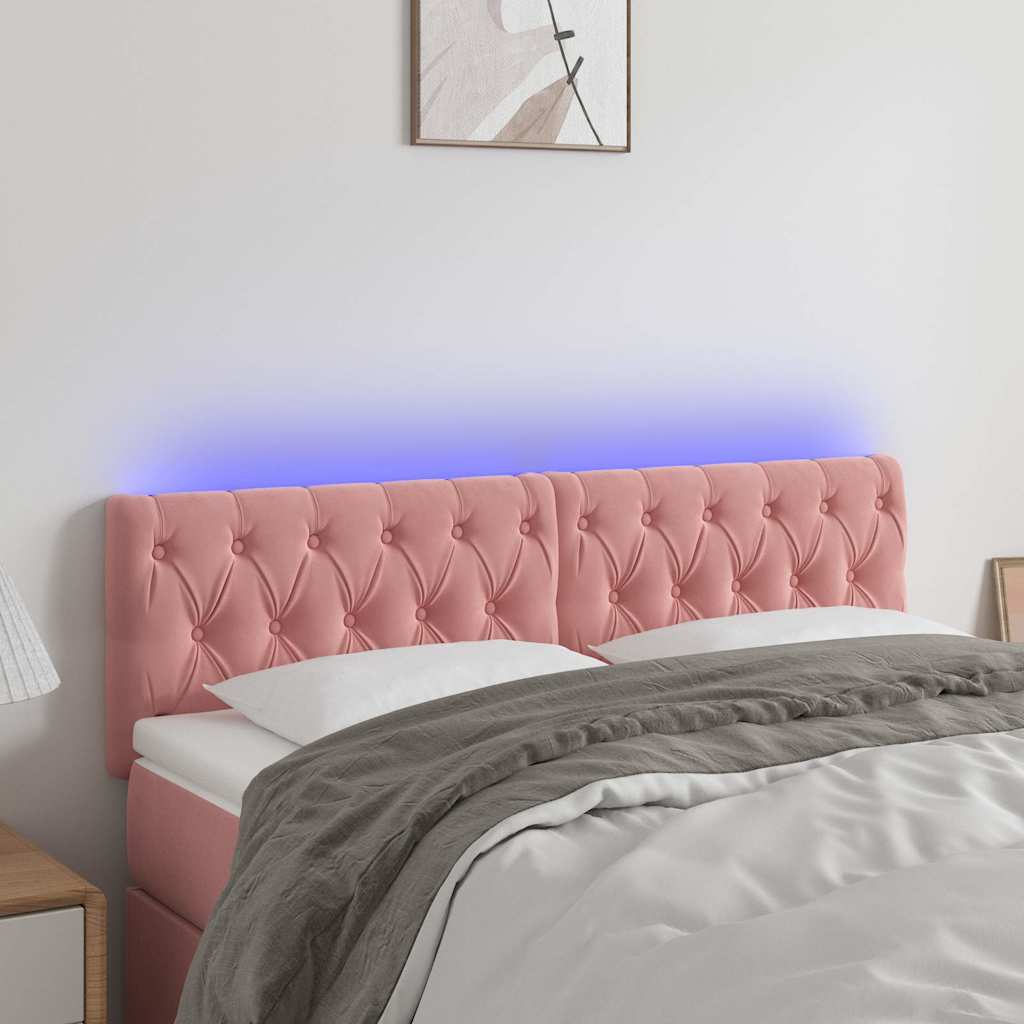 Vidaxl hoofdbord led 160x7x78 88 cm fluweel roze